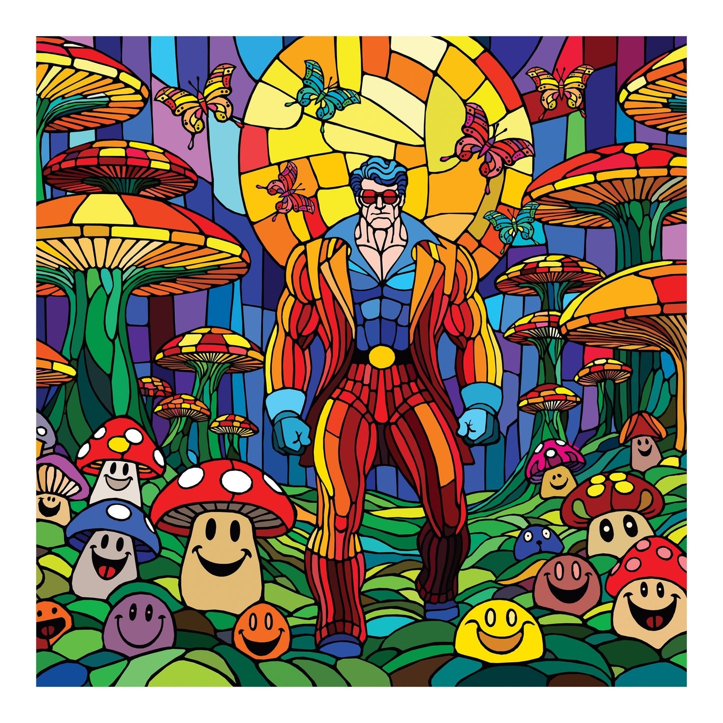 Bilde av Ronny Bank "The mushroom man" 90X90cm laget av Ronny Bank, popart kunst fra Galleri2b
