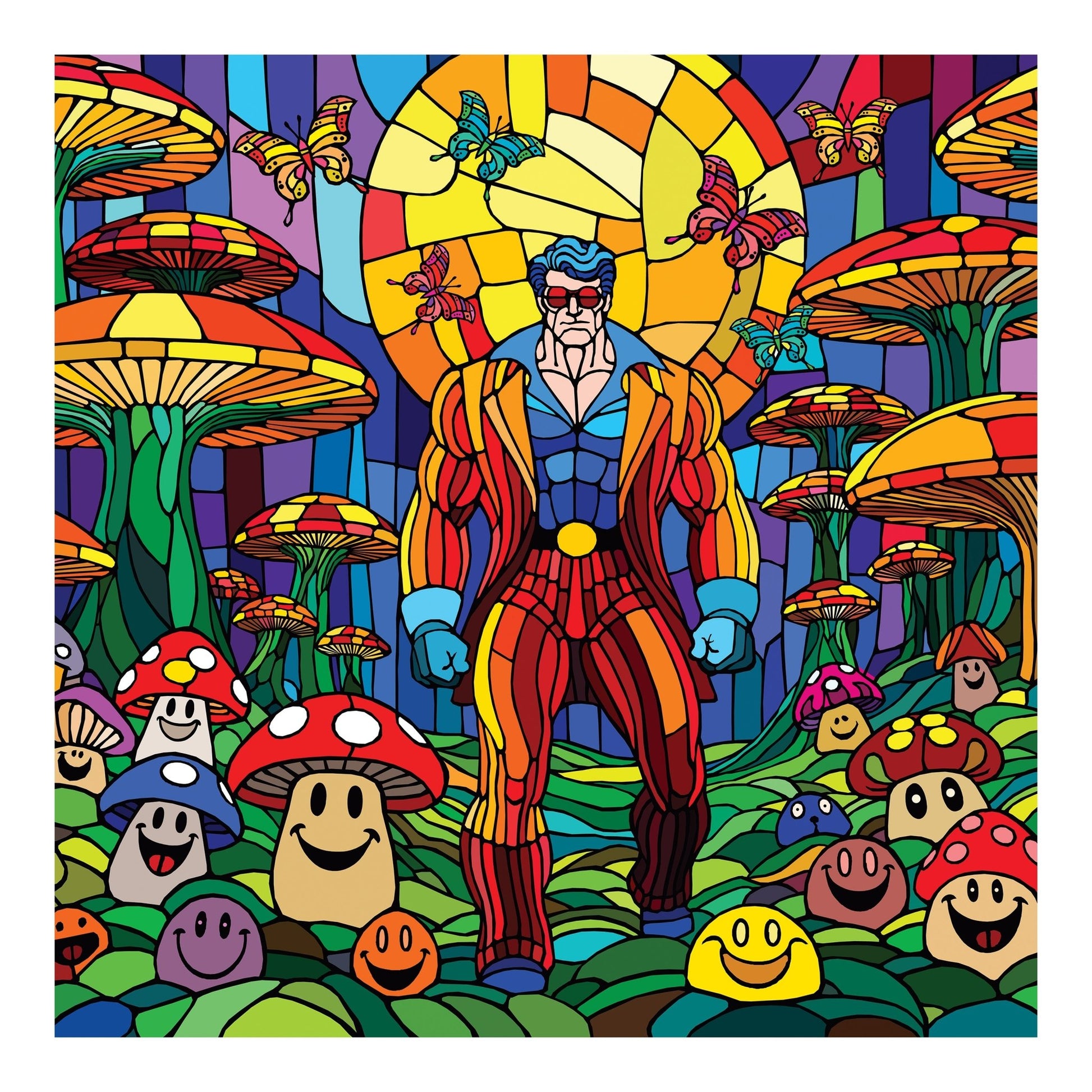 Bilde av Ronny Bank "The mushroom man" 90X90cm laget av Ronny Bank, popart kunst fra Galleri2b