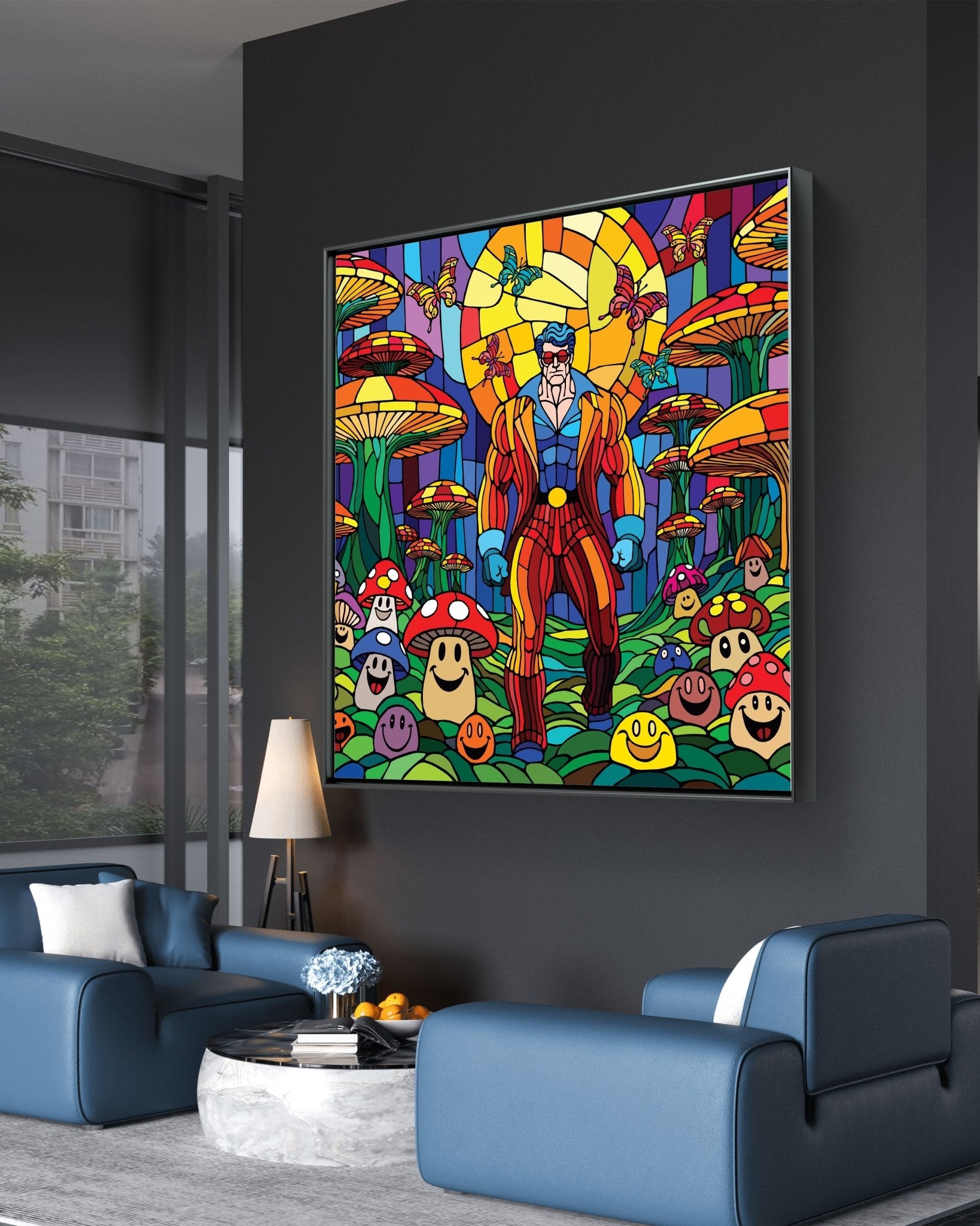 Bilde av Ronny Bank "The mushroom man" 90X90cm laget av Ronny Bank, popart kunst fra Galleri2b