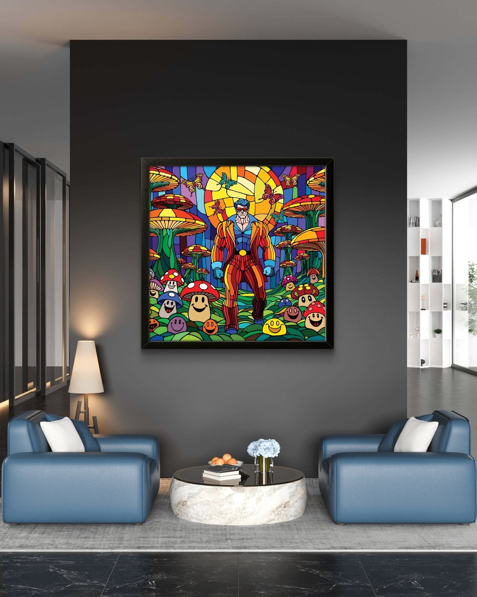Bilde av Ronny Bank "The mushroom man" 90X90cm laget av Ronny Bank, popart kunst fra Galleri2b