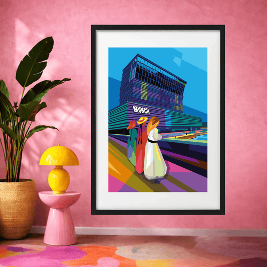 Bilde av Torbjørn Endrerud "Pikene på Broen" Trykk og artglass laget av Torbjørn Endrerud, popart kunst fra Galleri2b