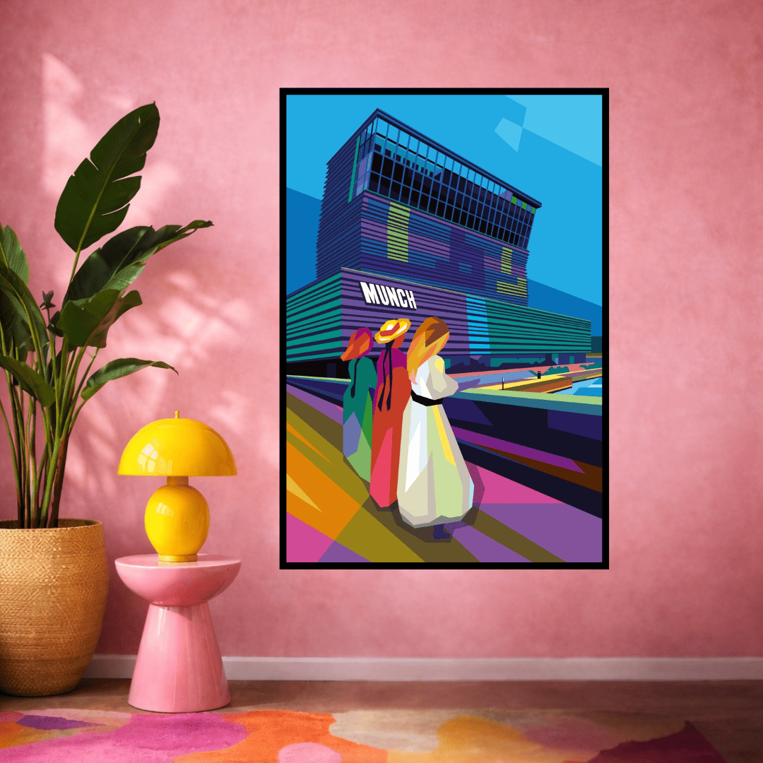 Bilde av Torbjørn Endrerud "Pikene på Broen" trykk på lerret laget av Torbjørn Endrerud, popart kunst fra Galleri2b