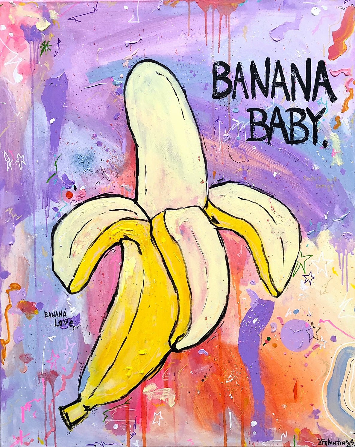 Bilde av Julia Flak "Banana Baby " laget av Julia Flak, popart kunst fra Galleri2b