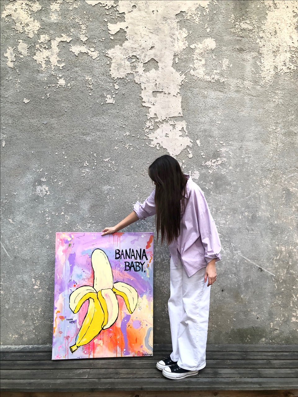 Bilde av Julia Flak "Banana Baby " laget av Julia Flak, popart kunst fra Galleri2b