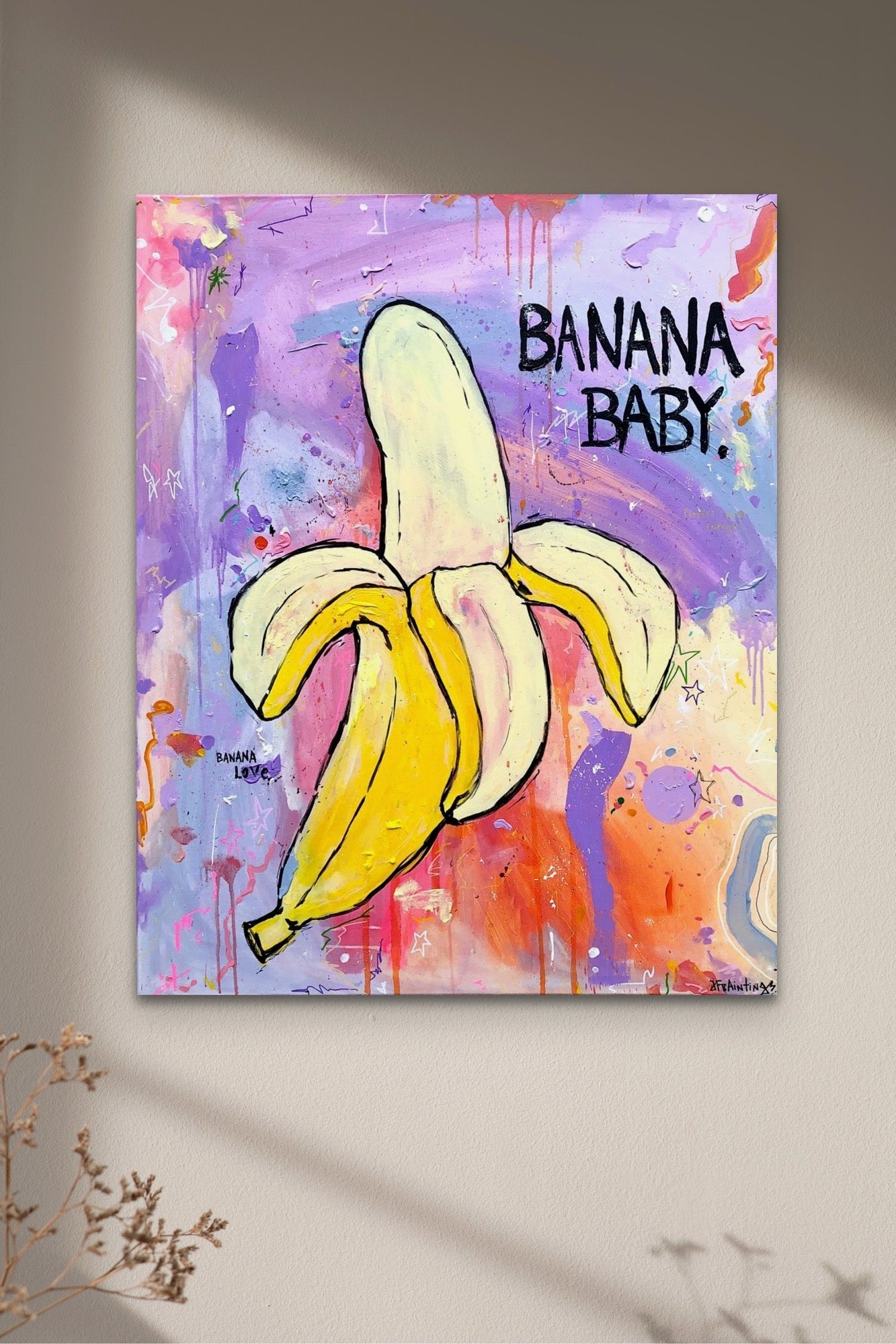 Bilde av Julia Flak "Banana Baby " laget av Julia Flak, popart kunst fra Galleri2b