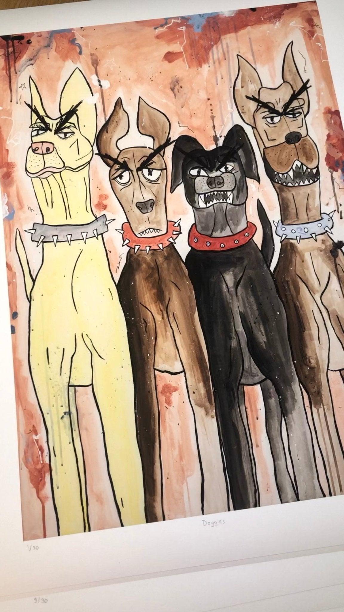 Bilde av Julia Flak "Doggies" laget av Julia Flak, popart kunst fra Galleri2b