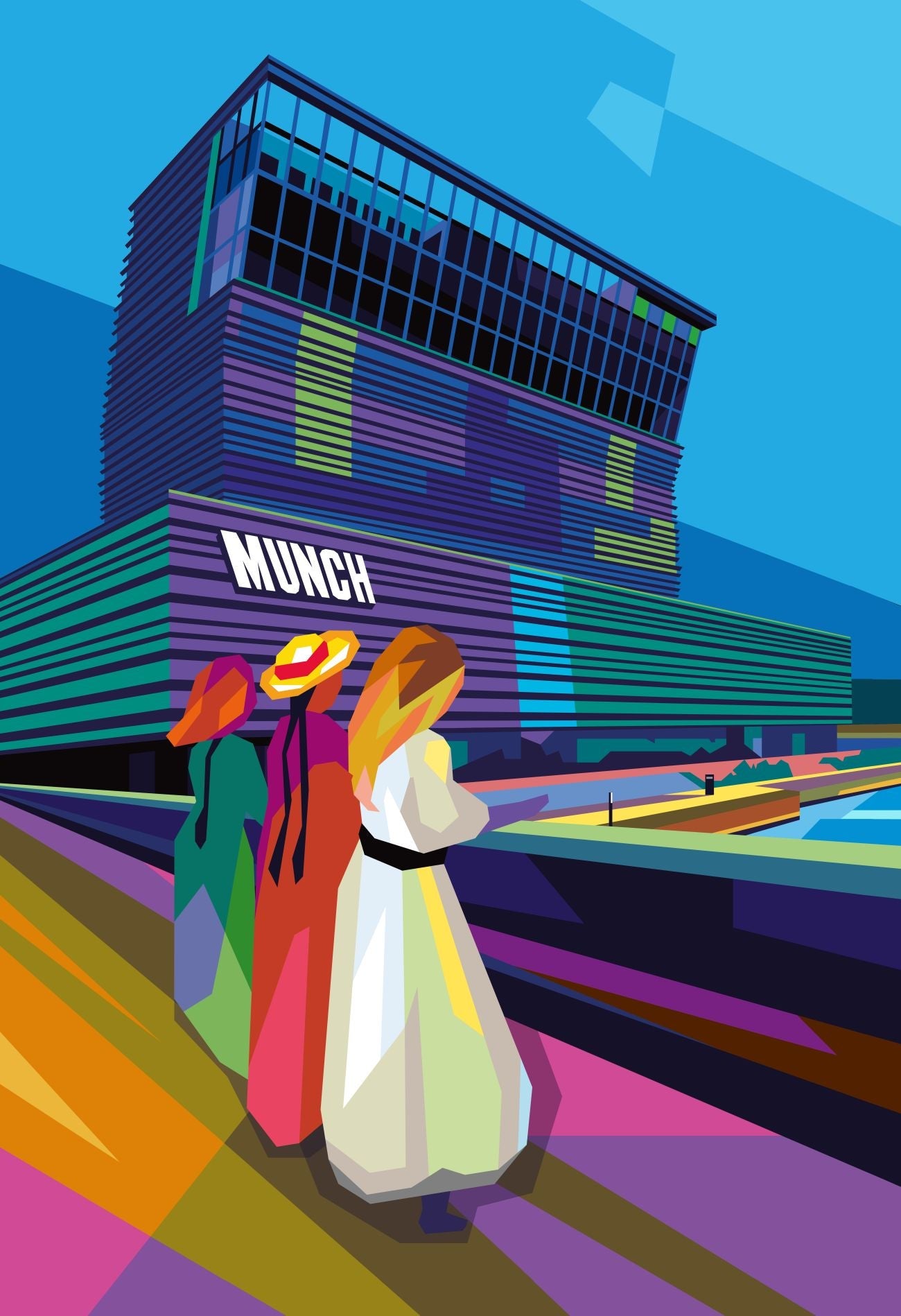 Bilde av Torbjørn Endrerud "The Girls On The Bridge" laget av Torbjørn Endrerud, popart kunst fra Galleri2b